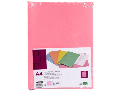 Classificador liderpapel din a4 rosa pastel 180gr , Liderpapel , 10424 , 8423473898066